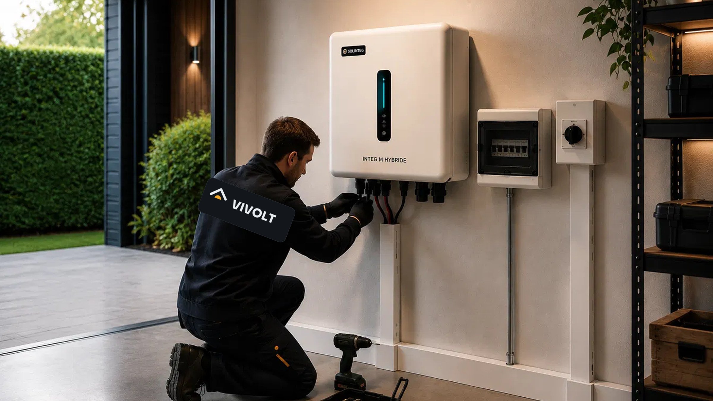 Monteur sluit een Solinteg-omvormer aan